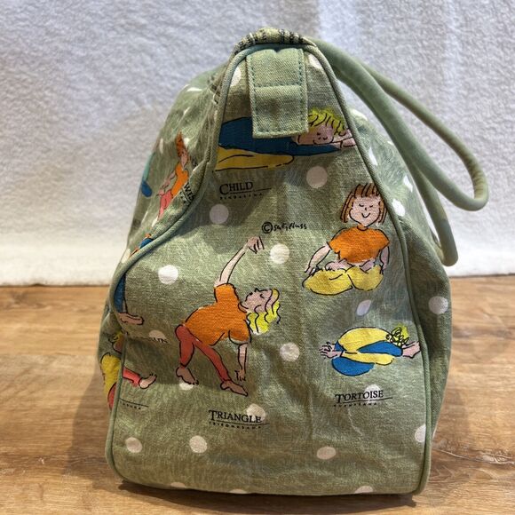 Sally Huss Yoga Poses Beach Duffle Tote Bag Large w Pocket & Inspiration Writing - Picture 12 of 16